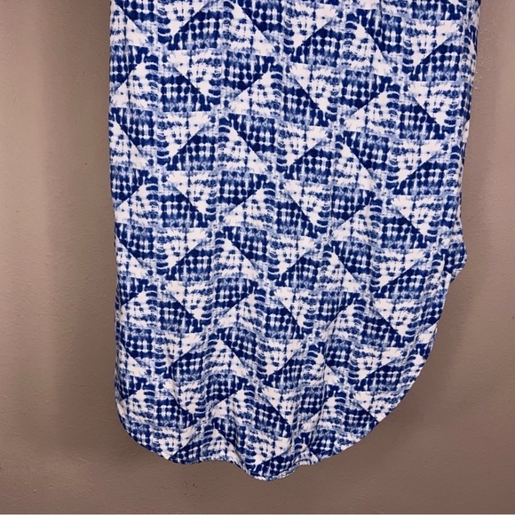 SMALL SONOMA BLUE WHITE BELTED DRESS SHORT SLEEVE MIDI LENGTH RAYON COASTAL - Picture 10 of 14